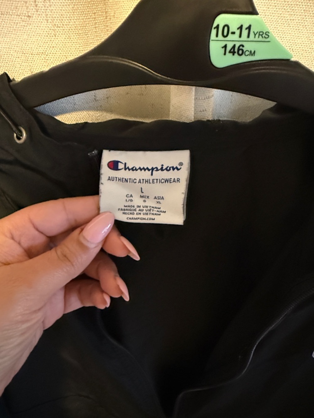 Champion Black Hooded Pullover with Embroidered C Logo - Picture 2 of 3